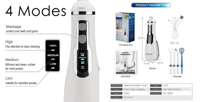 37,50€ για μία Ασύρματη Συσκευή Καθαρισμού Δοντιών (Water Flosser) με 4 Ακροφύσια, με παραλαβή από την Idea Hellas και δυνατότητα πανελλαδικής αποστολής στο χώρo σας.Κωδ:230.452214X