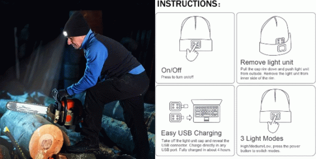 7,50€ για ένα Πλεκτό Σκούφο Με Επαναφορτιζόμενο Ενσωματωμένο Φακό LED Αndowl  – Μαύρος, με παραλαβή από την Idea Hellas και δυνατότητα πανελλαδικής αποστολής στο χώρo σας.Κωδ: 230.20418